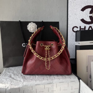 Chanel Textured Leather Hobo Shoulder Bag