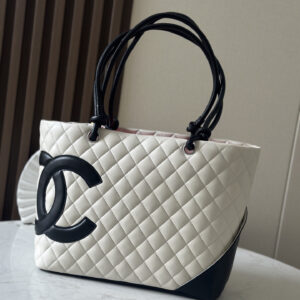 Chanel Black and White Calfskin Basket Tote
