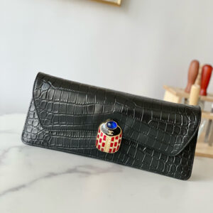 Chanel Vintage Black Caviar Leather Clutch Evening Bag