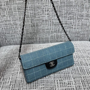 Chanel Vintage Denim Check Crossbody Bag