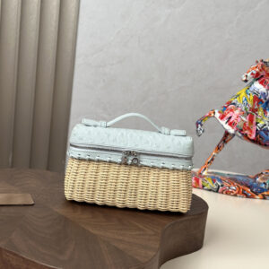 ExtraPocket Woven Bamboo and Leather Handbag