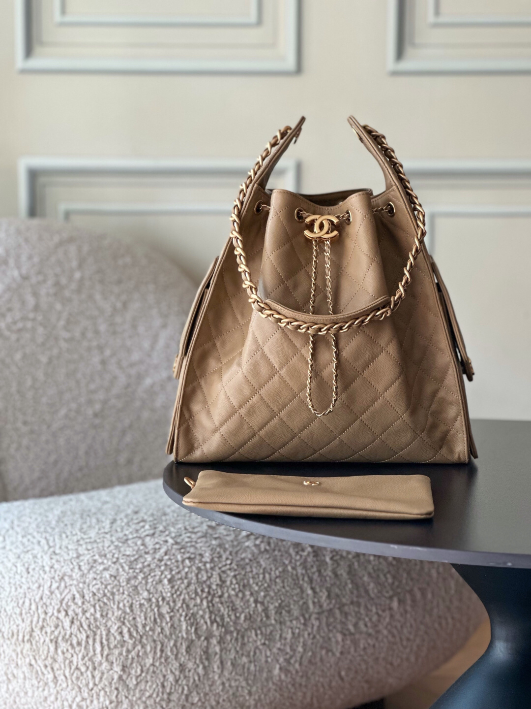 CHANEL 25 Quilted Leather Hobo Shoulder Bag