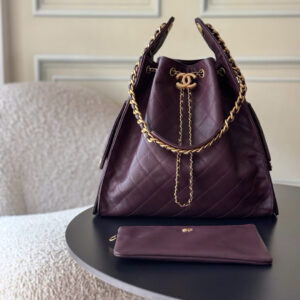 CHANEL 25C Textured Leather Hobo Shoulder Bag
