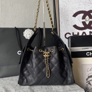 Chanel 25C AS5293 Textured Leather Hobo Shoulder Bag