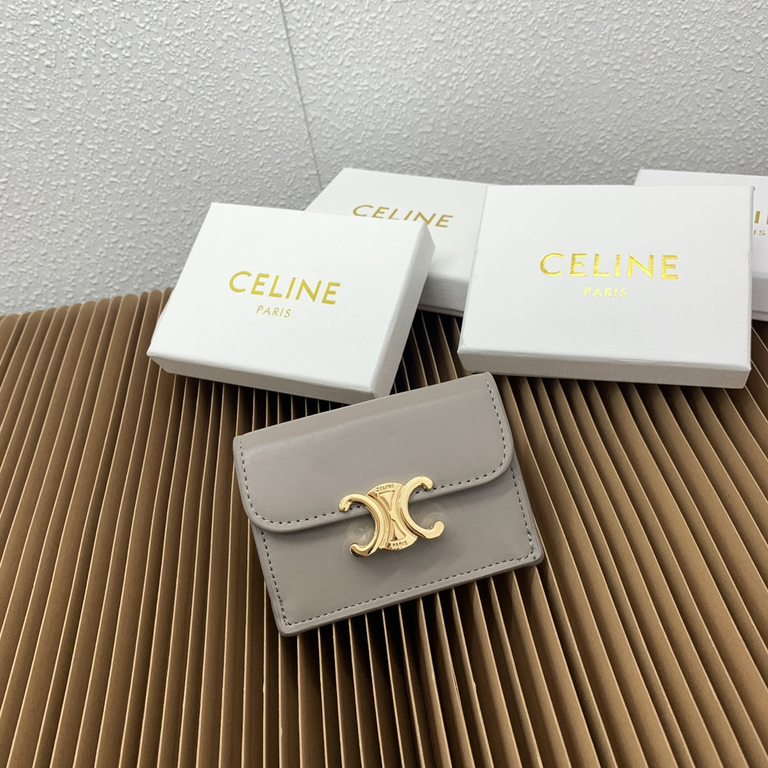 CELINE Triomphe Card Holder in Coated Canvas