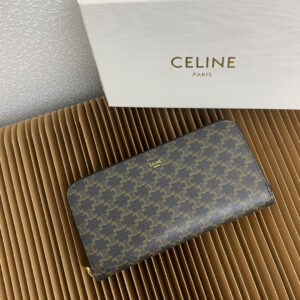 Celine Triomphe Canvas Large C Charm Zip Wallet