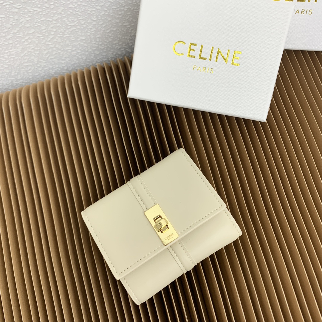 Celine Triomphe 16 Small Leather Trifold Wallet