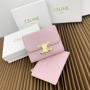 Celine Triomphe Small Glossy Calfskin Wallet with Coin Pocket