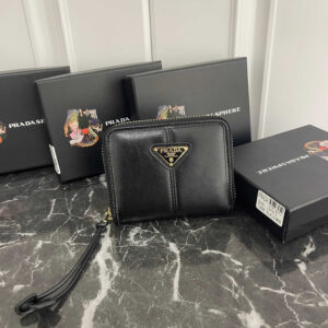 Prada Oil-Waxed Leather Logo Coin Purse