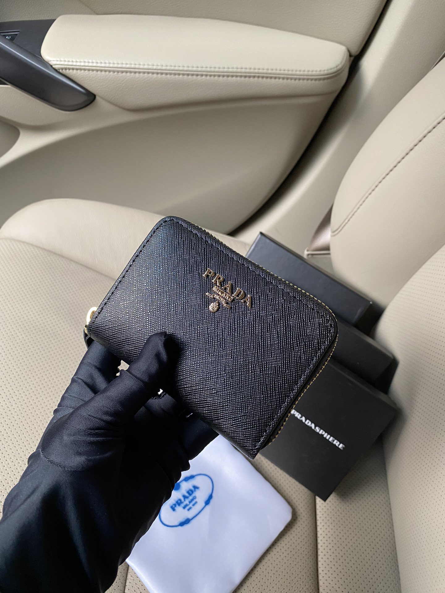 Prada 2MC553 Cross-Grain Leather Card Holder