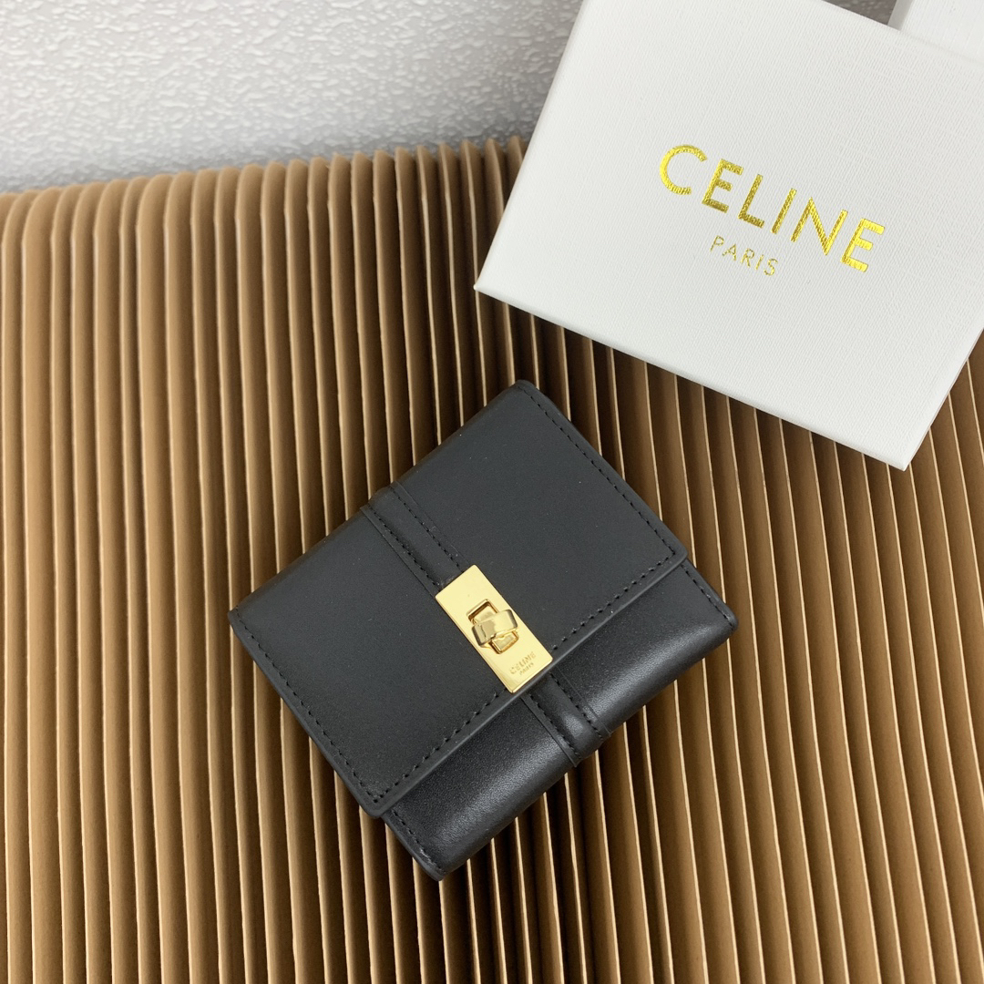 Celine Triomphe 16 Small Leather Trifold Wallet