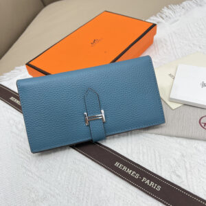 Hermes Long Leather Wallet with Interior Zipper