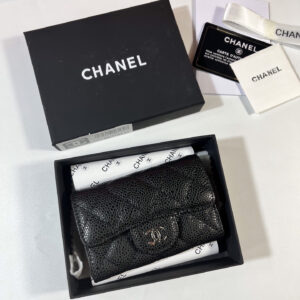Chanel CF Series Caviar Leather Card and Coin Holder