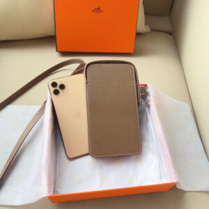 Hermès Hac a Box Tadelakt Calfskin Phone Case with Shoulder Strap
