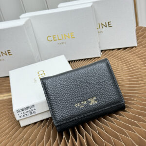 Celine Leather Wallet with Zippered Coin Pocket