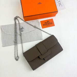 Hermès Long Leather Wallet with Detachable Shoulder Strap