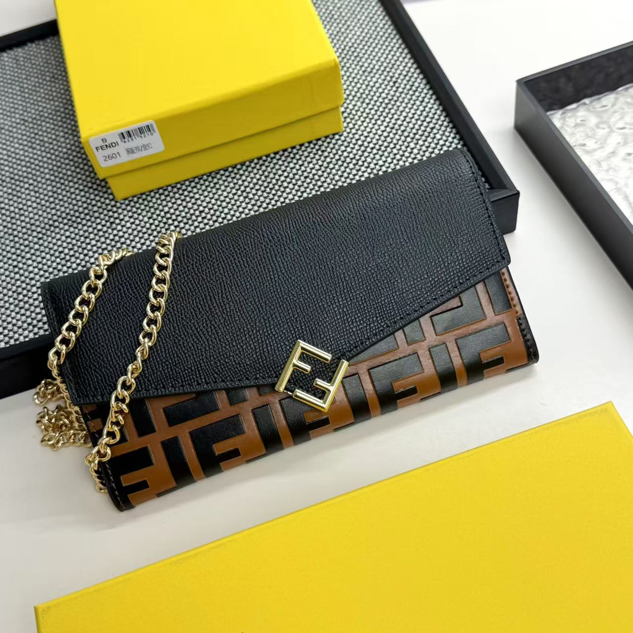 Fendi FF Diamonds Calfskin Crossbody Wallet