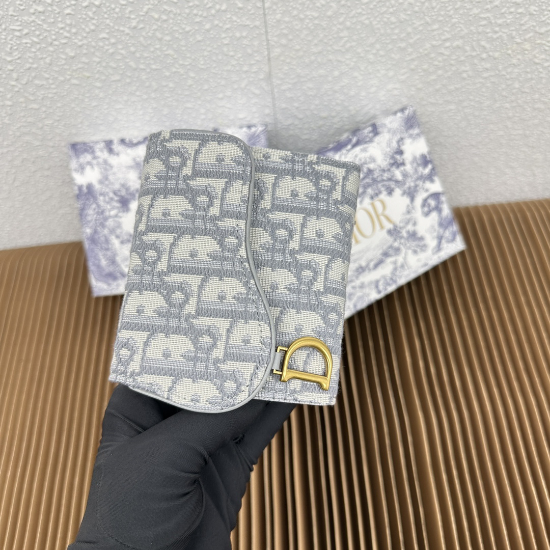 Dior Saddle Lotus Nymphea Wallet in Blue Dior Oblique