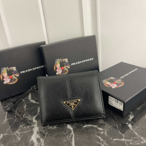 Prada Small Leather Wallet with Enamel Triangle Logo