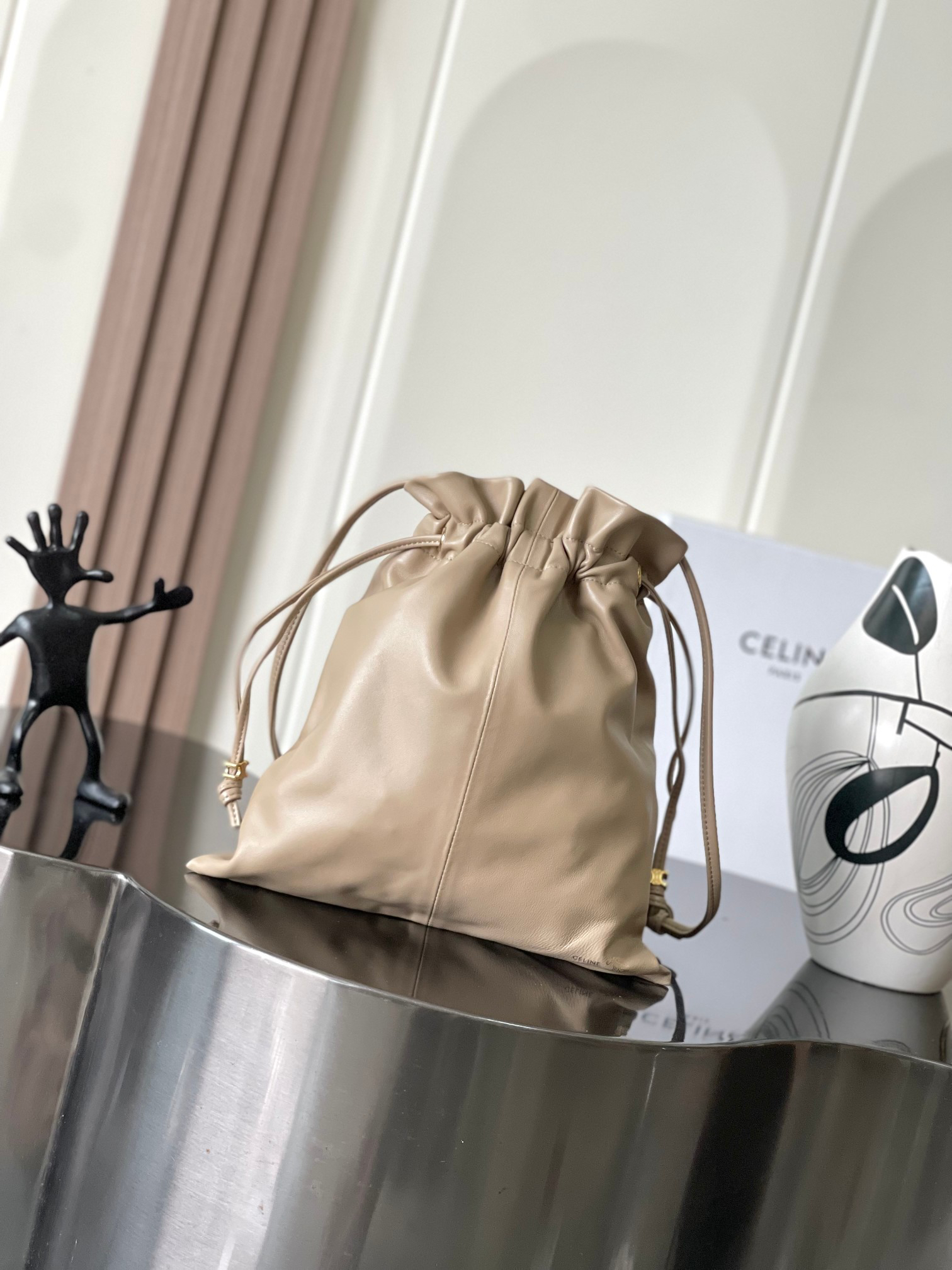 CELINE Crystal Drawstring Cloud Bag
