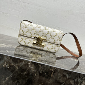 TRIOME Logo-Print Canvas Shoulder Bag with Leather Trim