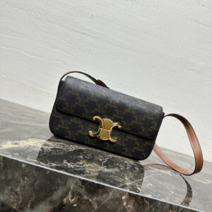 TRIOME Logo-Print Crossbody Bag in C Fabric with Leather Trim