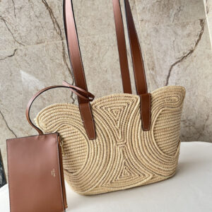 Celine Medium Woven TRIOMPHE Basket Tote