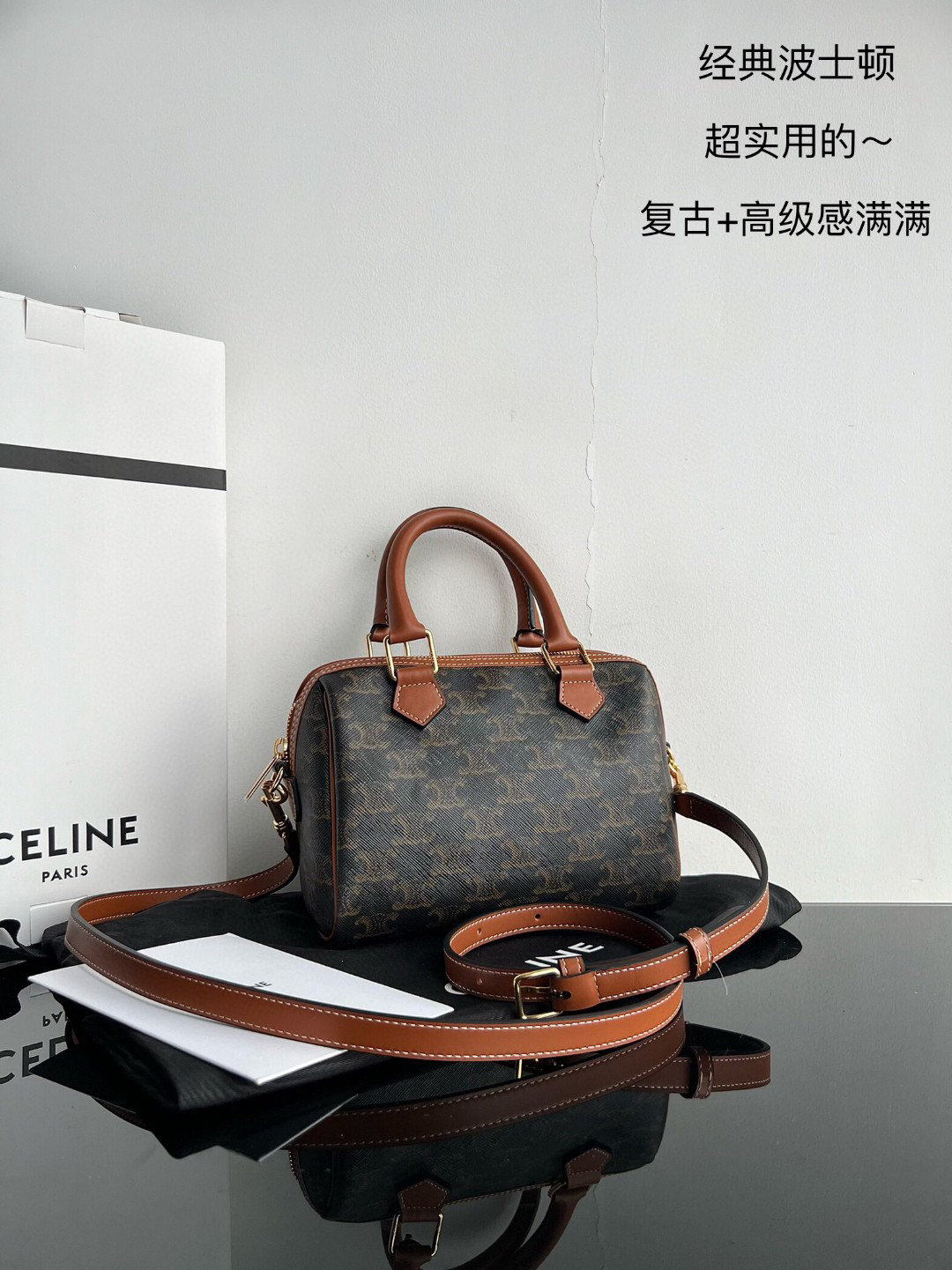 CELINE Triomphe Canvas Boston Bag