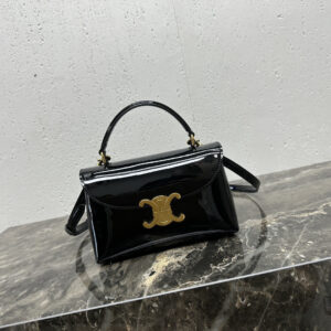 Teen Nino Lacquered Cowhide Leather Handbag, 8 x 5 x 3 in