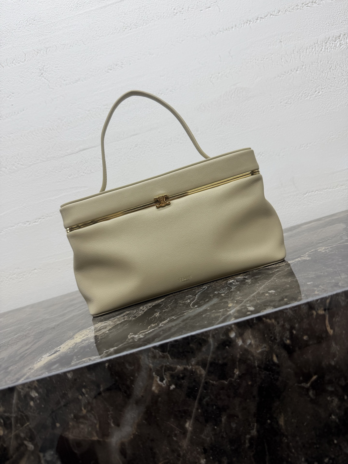 RECTANGLE Leather Handbag with TRIOME Clasp