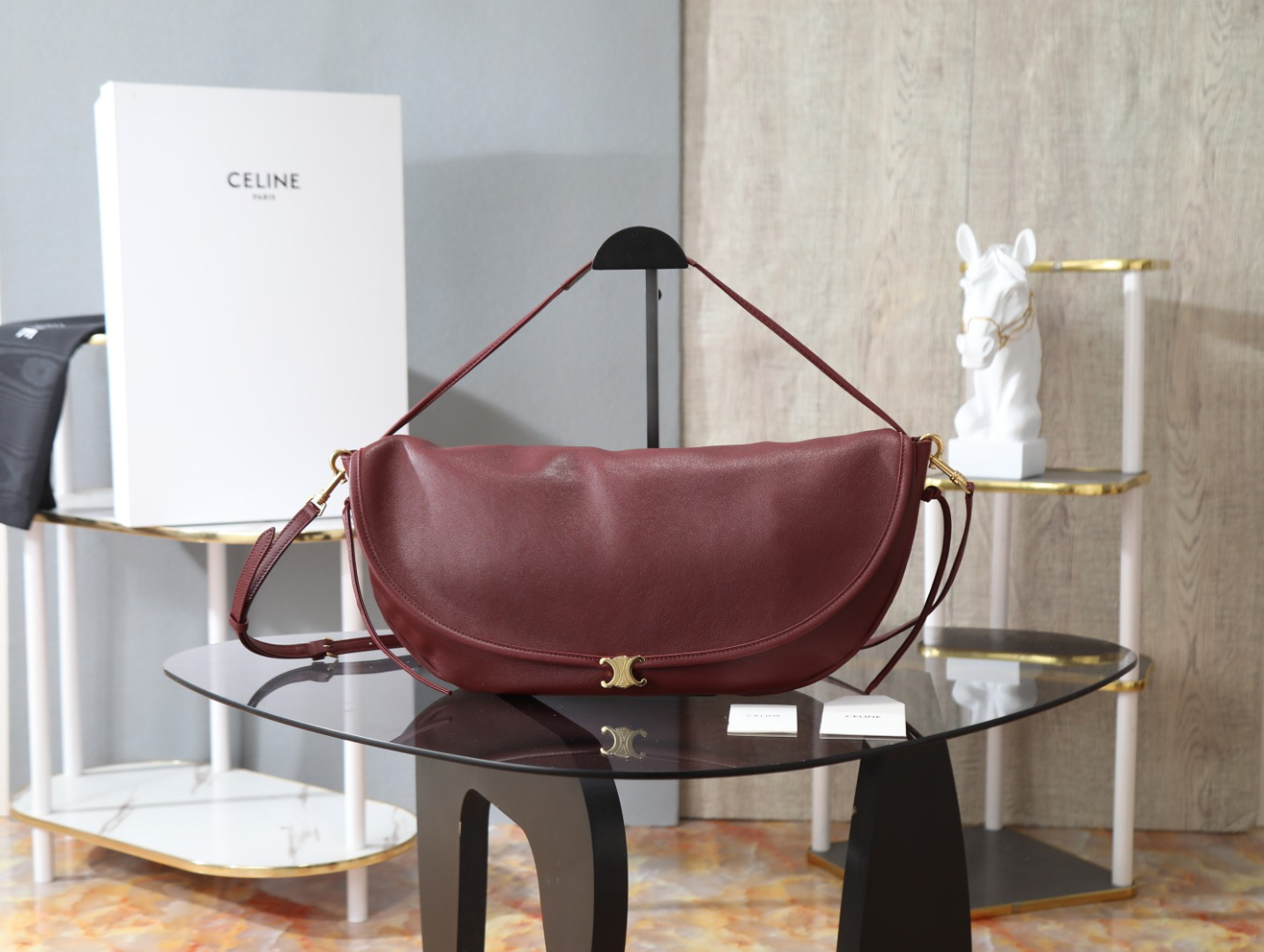 Celine Soft Triomphe Half-Moon Shoulder Bag