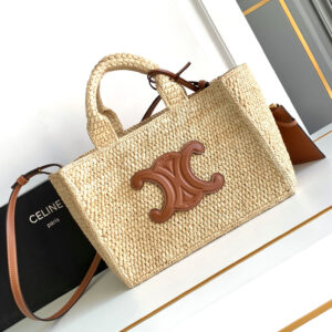 Celine T Cabas Thais Small Woven Tote Bag