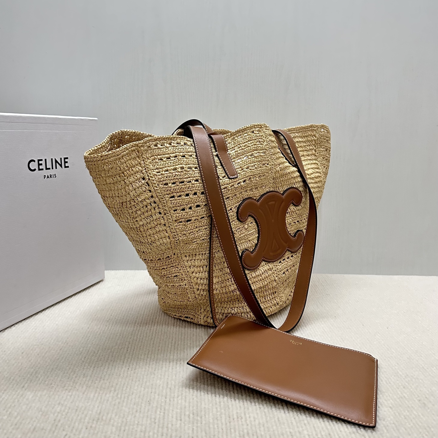 Celine Medium Woven Triomphe Basket Tote - Image 2