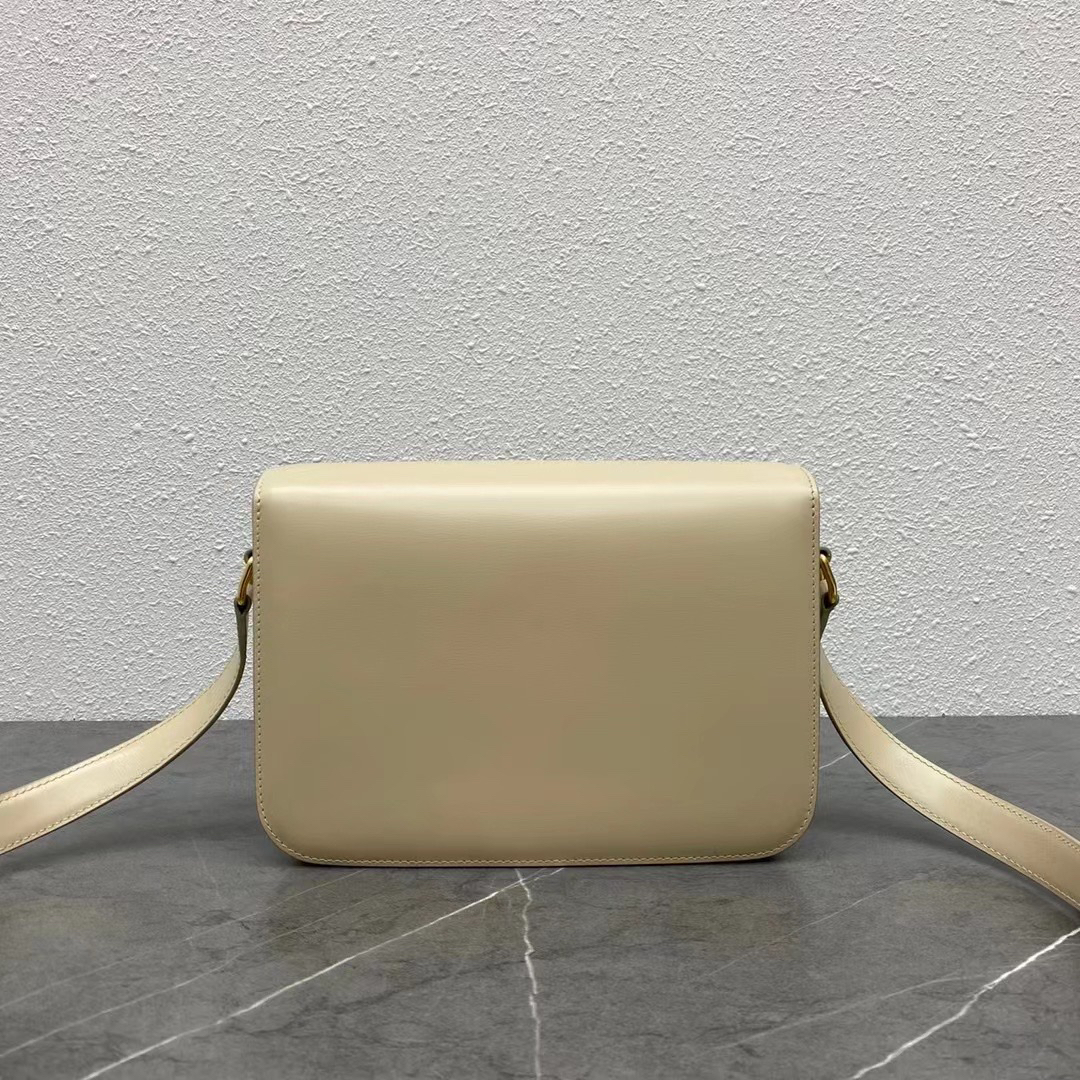 Triome Classic Calfskin Crossbody Bag in Light Beige - Image 2