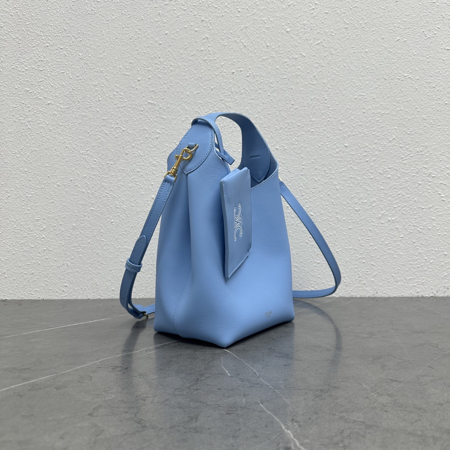 Blue Leather Hobo Shoulder Bag - Image 2