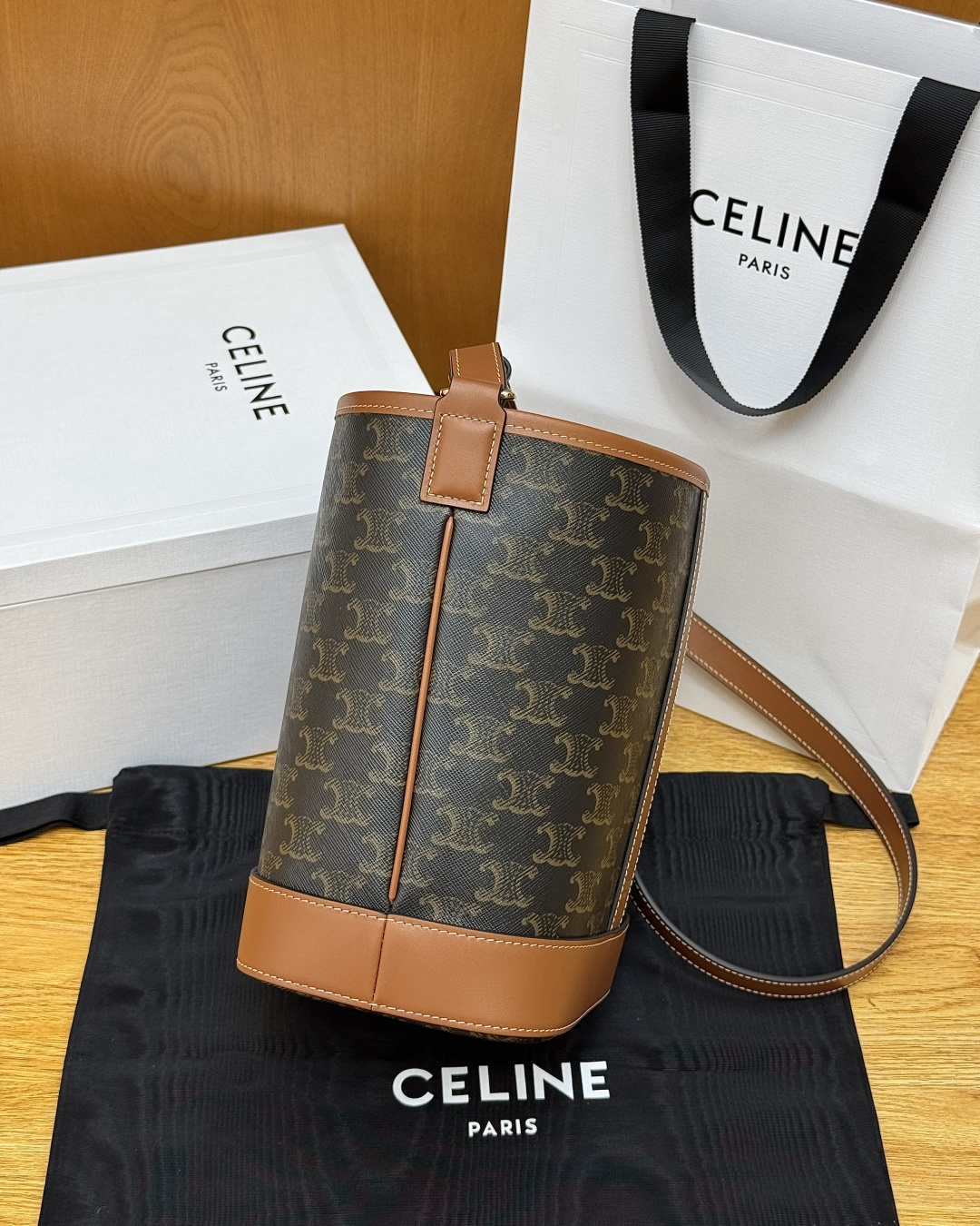CELINE Triomphe Classic Monogram Bucket Crossbody Bag - Image 2