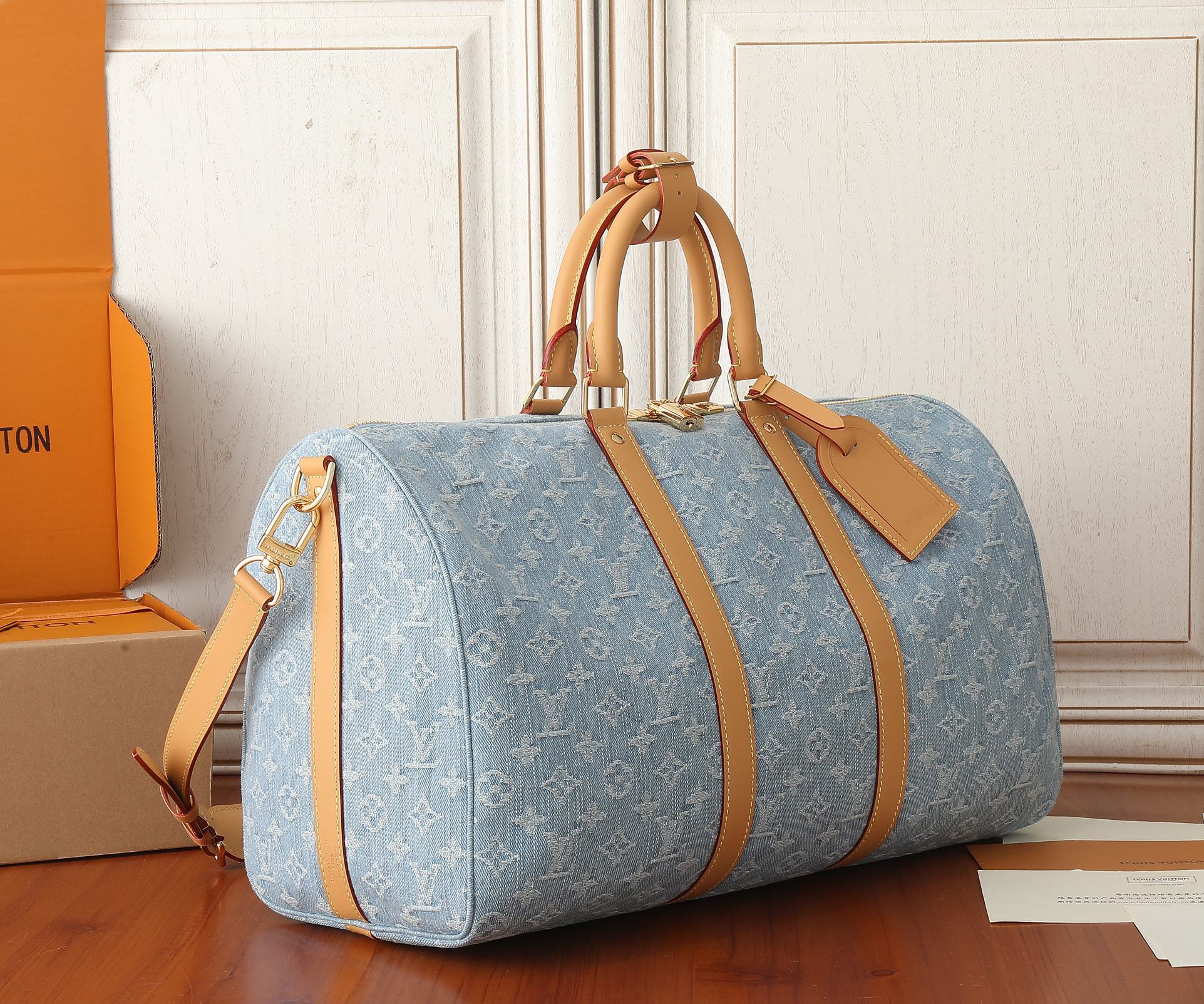 Louis Vuitton Keepall Bandoulière 45 Monogram Denim Travel Bag - Image 2