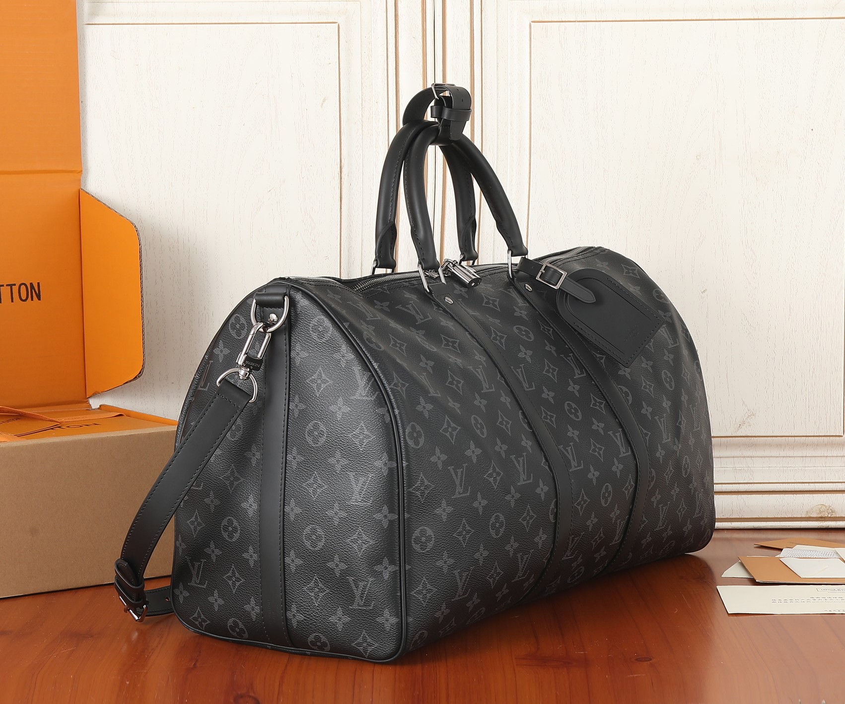 Louis Vuitton Keepall 50 Travel Bag in Monogram Eclipse Canvas - Image 2