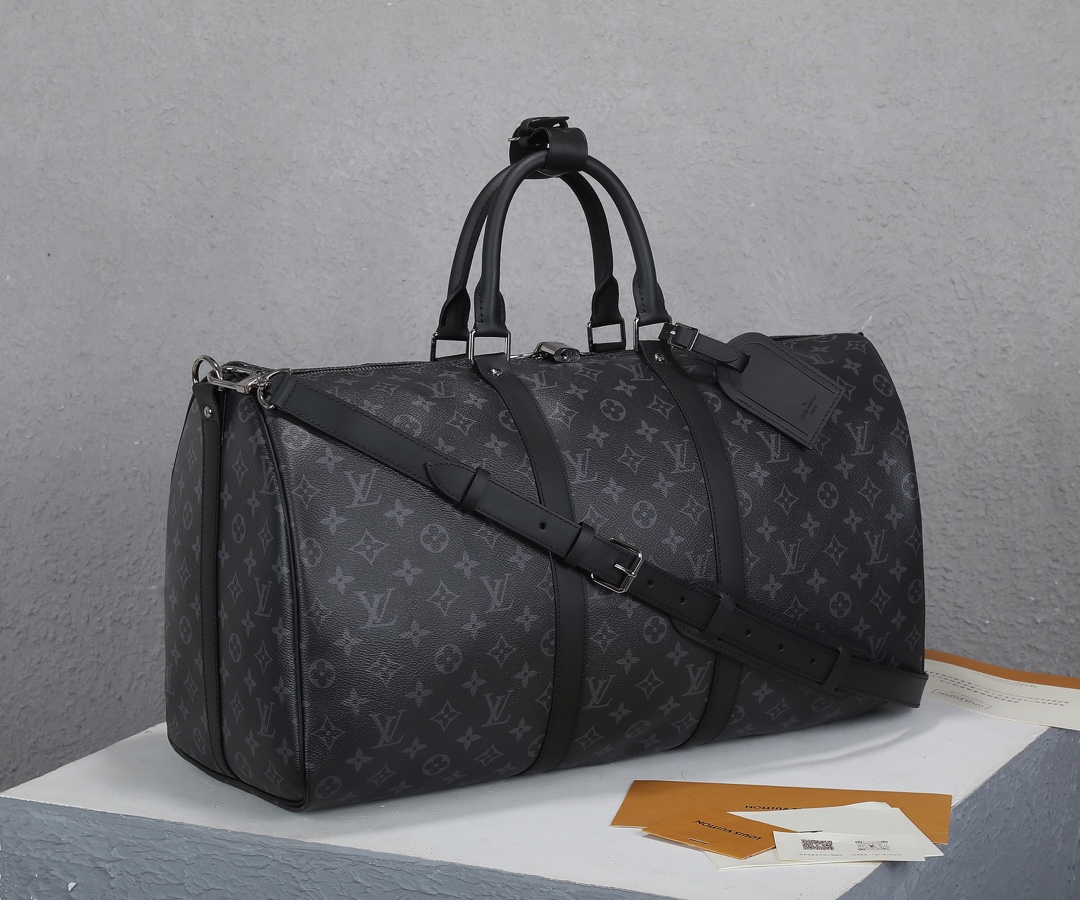 Louis Vuitton Keepall 50 Travel Bag in Monogram Eclipse Canvas - Image 2