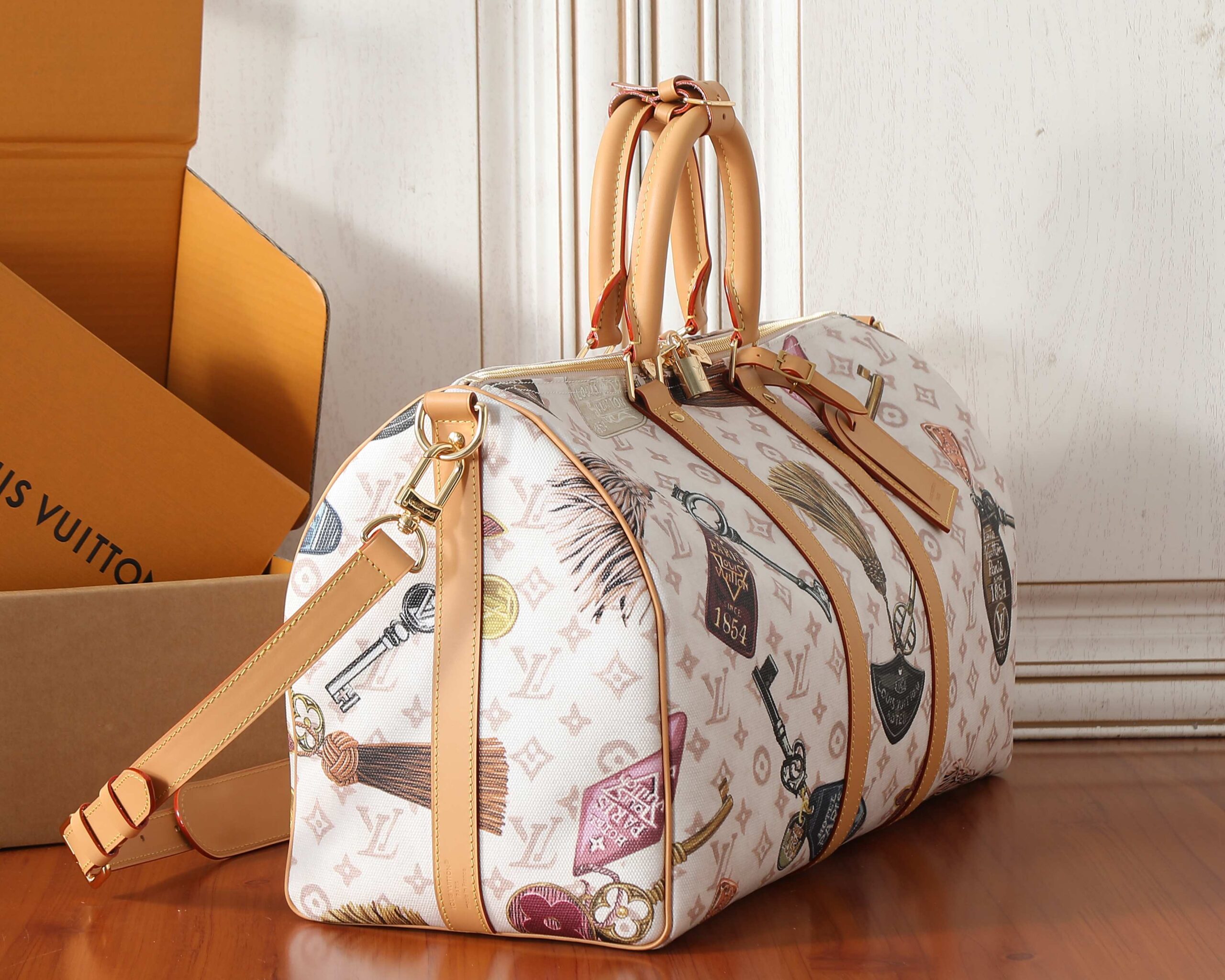 Louis Vuitton Keepall Bandoulière 45 Travel Bag in Monogram Dune - Image 2