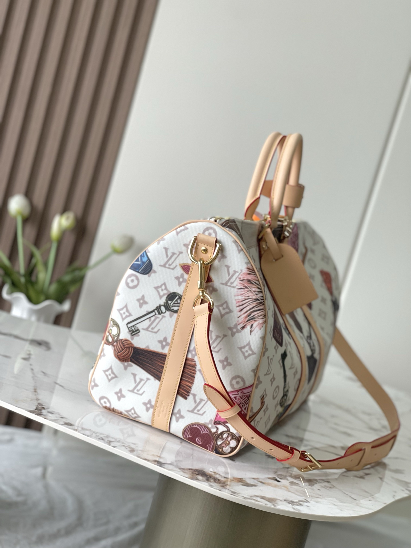 Louis Vuitton Keepall Bandoulière 45 Travel Bag in Monogram Dune Canvas - Image 2