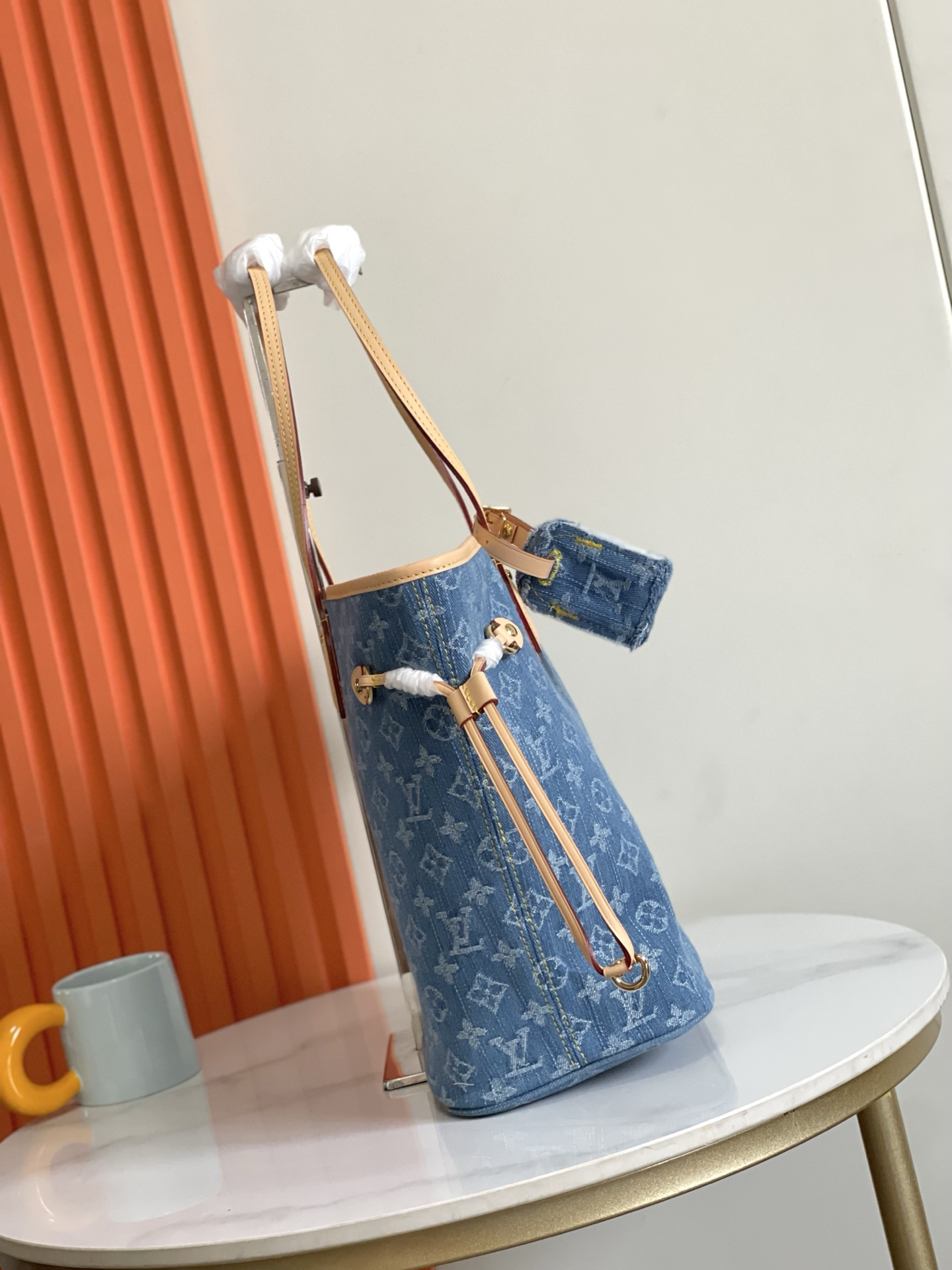 Louis Vuitton Neverfull MM Monogram Denim Tote Bag - Image 2