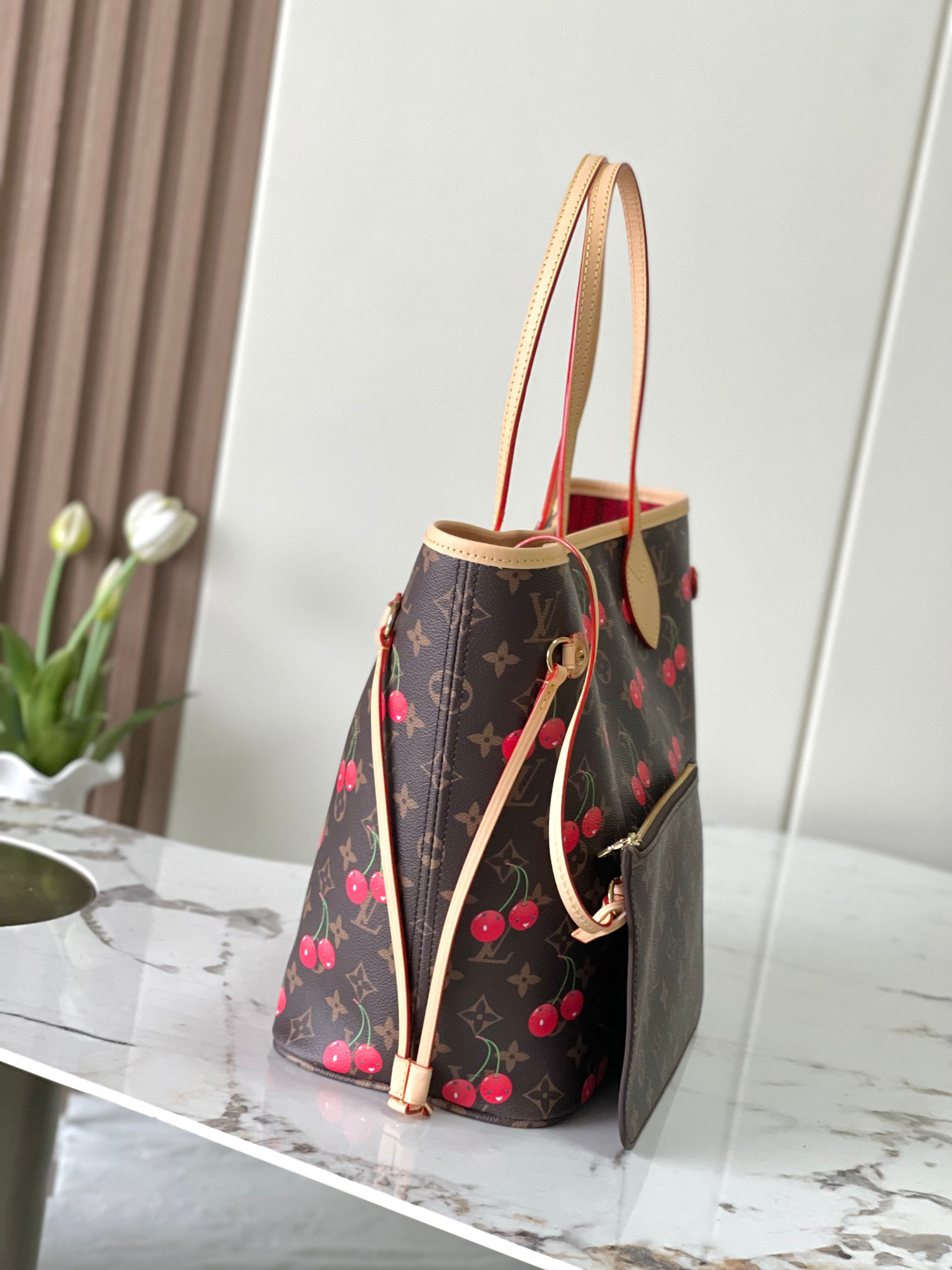 Louis Vuitton Neverfull MM Cherry Monogram Tote Bag - Image 2