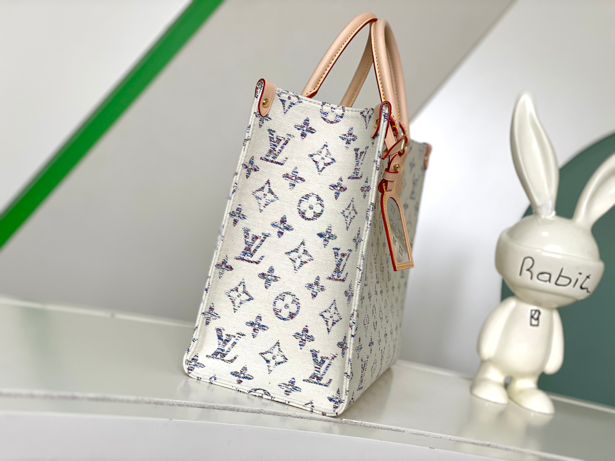 Louis Vuitton OnTheGo MM Tote Bag in White Denim - Image 2