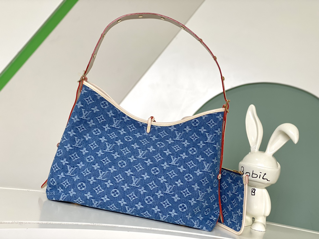 Louis Vuitton CarryAll MM Tote Bag in Blue Denim - Image 2