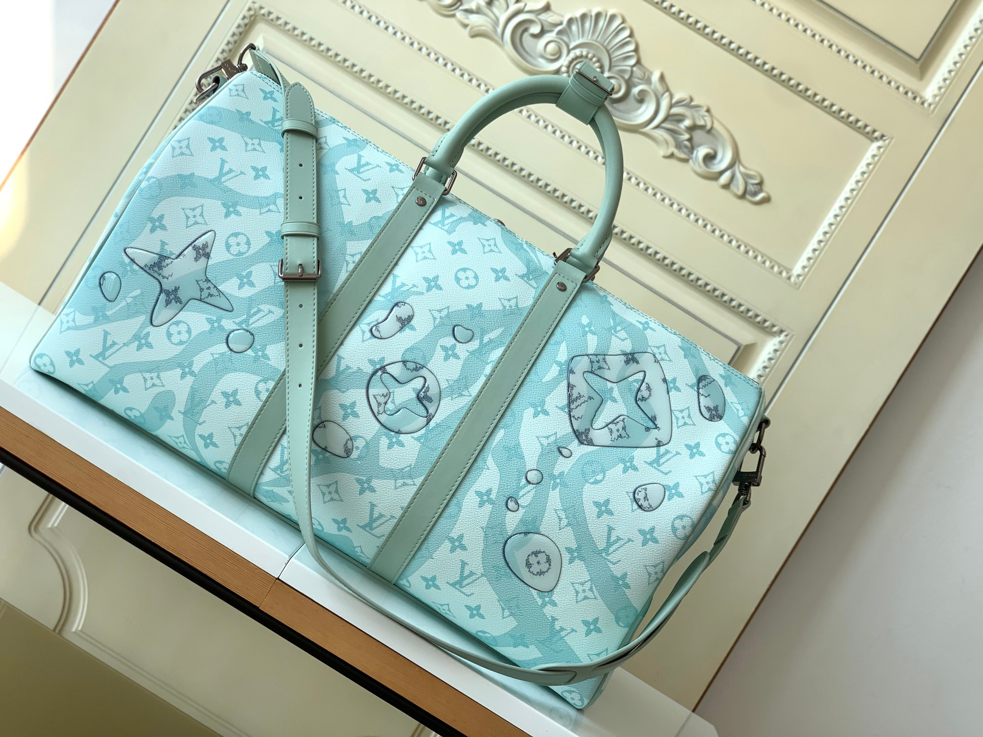 Louis Vuitton Keepall Bandoulière 50 Monogram Aquagarden Travel Bag - Image 2