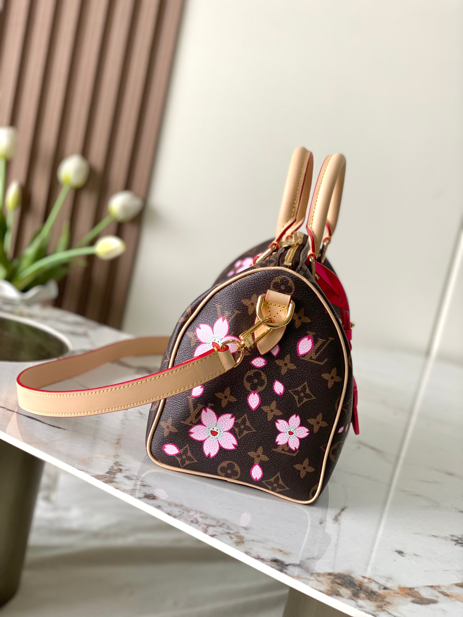 Louis Vuitton Speedy Bandoulière 25 Cherry Blossom Crossbody Bag - Image 2