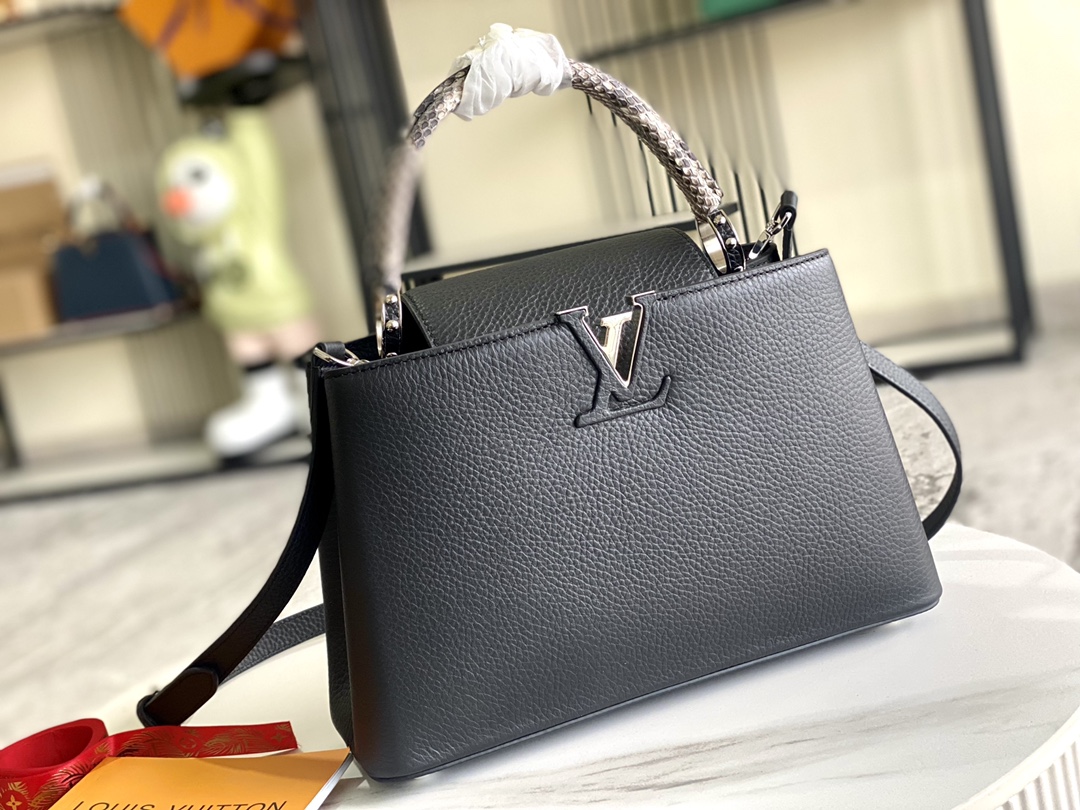 Louis Vuitton Capucines Handbag in Grained Cowhide and Python Leather - Image 2