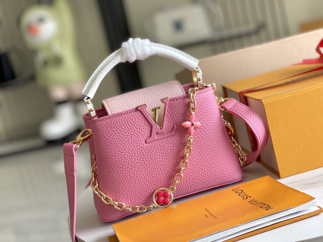 Louis Vuitton Capucines Mini Handbag – Pale Pink Floral Tri-Color - Image 2