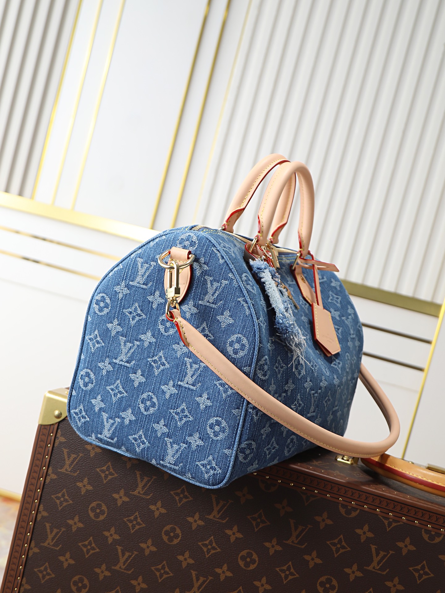 Louis Vuitton Speedy Soft 30 Denim Handbag - Image 2